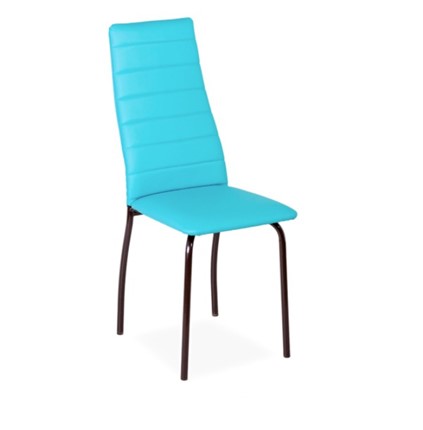 Обеденный стул Волна, прошивка горизонтально, каркас металл коричневый, экотекс лазурный в Салехарде - изображение