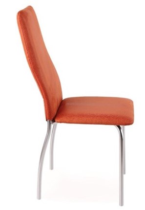 Обеденный стул Волна, каркас хром люкс, нубук -  оранжевый в Салехарде - изображение