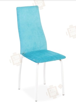 Обеденный стул Волна, каркас металл белый, инфинити бирюза в Салехарде - изображение