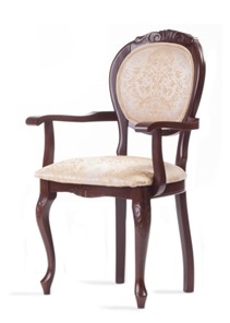 Обеденный стул Барокко с резьбой и подлокотниками (нестандартная покраска) в Надыме