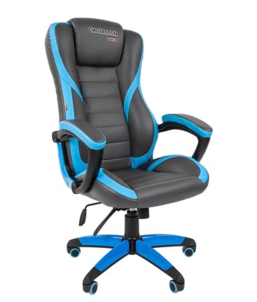 Офисное кресло CHAIRMAN GAME 22 эко кожа, серый/голубой в Надыме - изображение