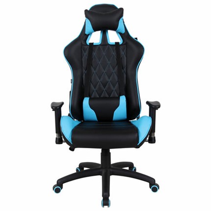 Кресло компьютерное Brabix GT Master GM-110 (две подушки, экокожа, черное/голубое) 531928 в Надыме - изображение