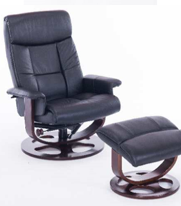Офисное кресло ДамОфис J6011 для релаксации нат. кожа / дерево, черный в Ноябрьске