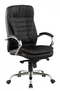 Офисное кресло J 9031-1 нат. кожа /хром, черный в Салехарде