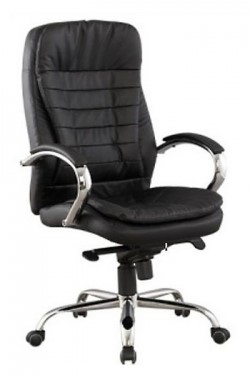 Офисное кресло J 9031-1 нат. кожа /хром, черный в Салехарде - изображение