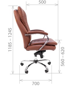 Кресло компьютерное CHAIRMAN 795 кожа, цвет коричневый в Салехарде - предосмотр 2
