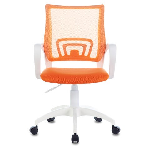 Компьютерное кресло Brabix Fly MG-396W (с подлокотниками, пластик белый, сетка, оранжевое) в Салехарде - изображение 1