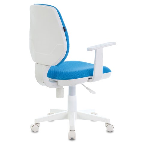 Компьютерное кресло Brabix Fancy MG-201W (с подлокотниками, пластик белый, голубое) 532411 в Надыме - изображение 3
