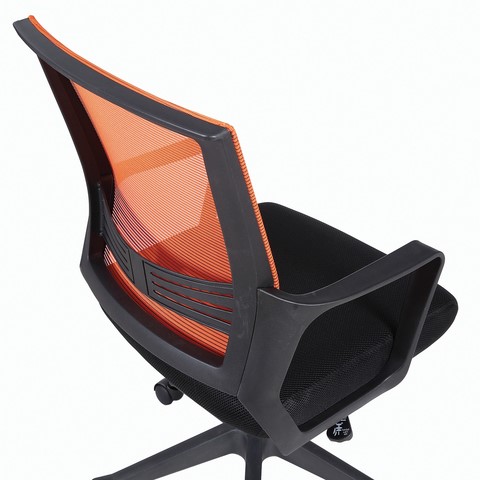 Кресло компьютерное Brabix Balance MG-320 (с подлокотниками, комбинированное черное/оранжевое) 531832 в Новом Уренгое - изображение 6