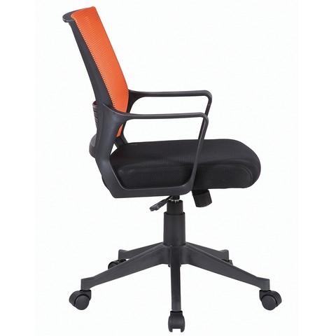 Кресло компьютерное Brabix Balance MG-320 (с подлокотниками, комбинированное черное/оранжевое) 531832 в Новом Уренгое - изображение 1