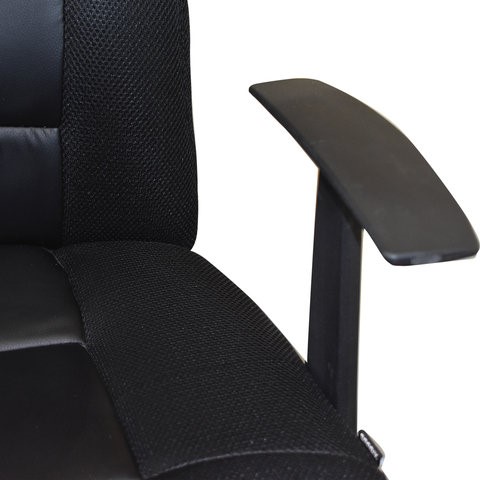 Кресло компьютерное Brabix Fusion EX-560 (экокожа/ткань, хром, черное) в Салехарде - изображение 3
