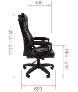 Офисное кресло CHAIRMAN 432, экокожа, цвет черный в Салехарде - предосмотр 2