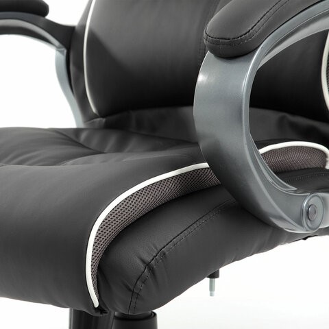 Офисное кресло Brabix Premium Strong HD-009 (экокожа черная, ткань серая) в Салехарде - изображение 9
