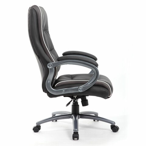 Офисное кресло Brabix Premium Strong HD-009 (экокожа черная, ткань серая) в Салехарде - изображение 1