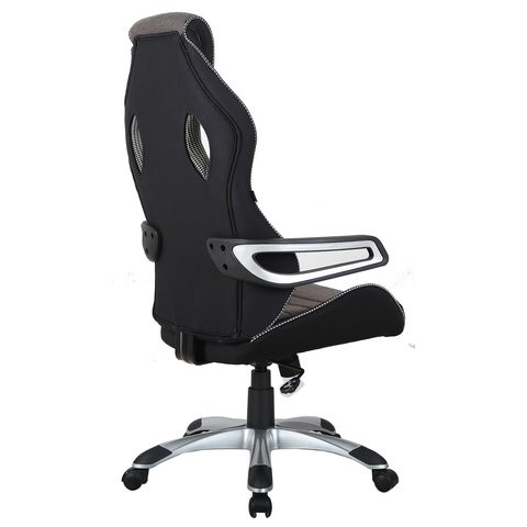 Кресло офисное Brabix Techno GM-002 (ткань, черное/серое, вставки белые) в Салехарде - изображение 2