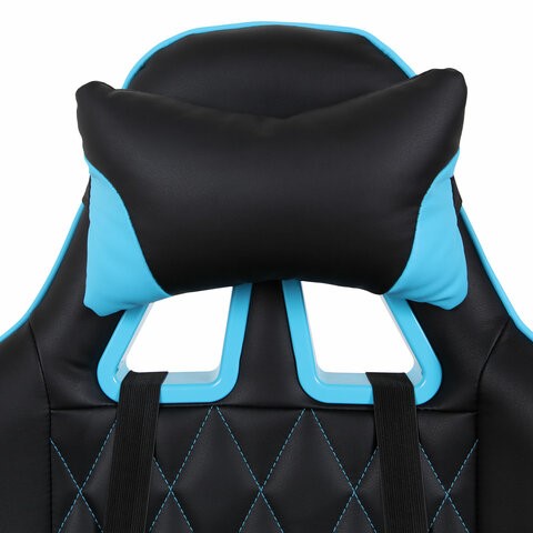 Кресло компьютерное Brabix GT Master GM-110 (две подушки, экокожа, черное/голубое) в Салехарде - изображение 5
