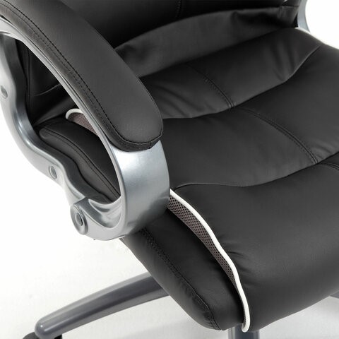 Офисное кресло Brabix Premium Strong HD-009 (экокожа черная, ткань серая) в Салехарде - изображение 8