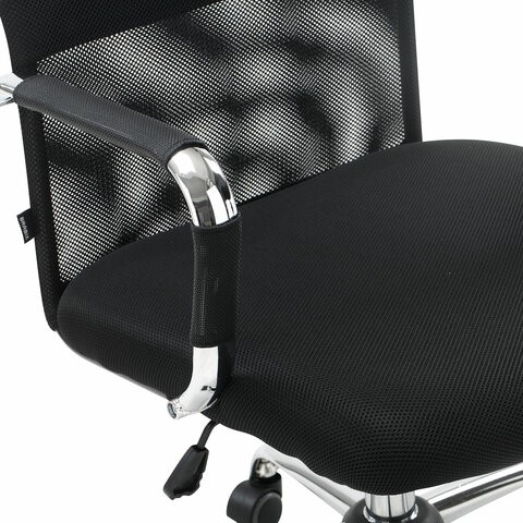 Кресло Brabix Fit EX-514 (с подголовником, хром, черное) в Салехарде - изображение 7