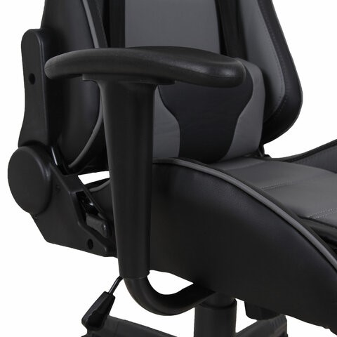 Компьютерное кресло Brabix GT Racer GM-100 (две подушки, экокожа, черное/серое) 531926 в Салехарде - изображение 9
