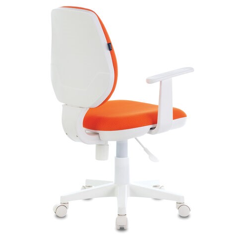 Кресло офисное Brabix Fancy MG-201W (с подлокотниками, пластик белый, оранжевое) 532410 в Ноябрьске - изображение 2