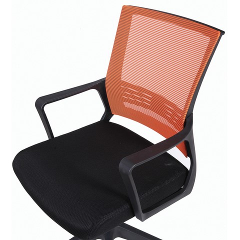 Кресло компьютерное Brabix Balance MG-320 (с подлокотниками, комбинированное черное/оранжевое) 531832 в Новом Уренгое - изображение 5