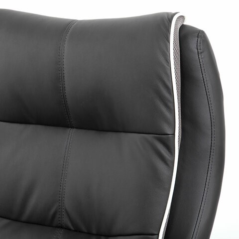 Офисное кресло Brabix Premium Strong HD-009 (экокожа черная, ткань серая) в Салехарде - изображение 5