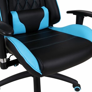 Кресло компьютерное Brabix GT Master GM-110 (две подушки, экокожа, черное/голубое) 531928 в Надыме - предосмотр 8