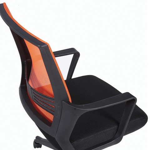 Кресло компьютерное Brabix Balance MG-320 (с подлокотниками, комбинированное черное/оранжевое) 531832 в Новом Уренгое - изображение 7