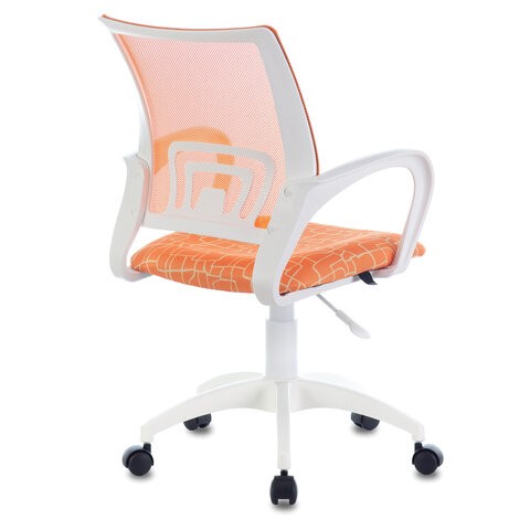 Кресло компьютерное Brabix Fly MG-396W (с подлокотниками, пластик белый, сетка, оранжевое с рисунком "Giraffe") в Салехарде - изображение 1