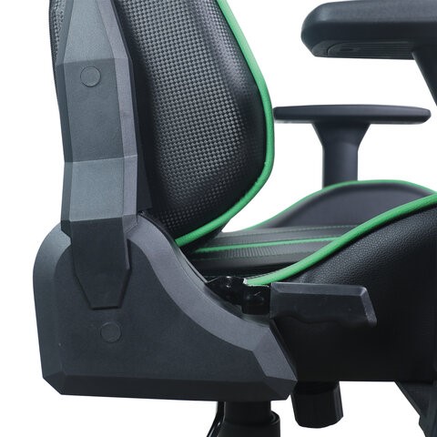 Кресло компьютерное Brabix GT Carbon GM-120 (две подушки, экокожа, черное/зеленое) в Салехарде - изображение 11