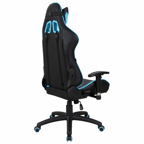Кресло компьютерное Brabix GT Master GM-110 (две подушки, экокожа, черное/голубое) 531928 в Лабытнанги - изображение 2