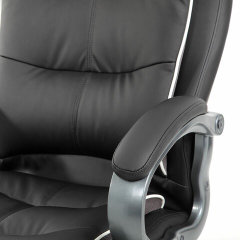 Офисное кресло Brabix Premium Strong HD-009 (экокожа черная, ткань серая) в Салехарде - изображение 6