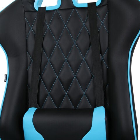 Кресло компьютерное Brabix GT Master GM-110 (две подушки, экокожа, черное/голубое) 531928 в Надыме - изображение 6