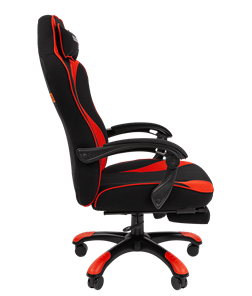 Игровое кресло CHAIRMAN GAME 35 с выдвижной подставкой для ног Ткань  черная / Ткань красная в Салехарде - предосмотр 2