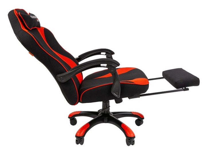 Игровое кресло CHAIRMAN GAME 35 с выдвижной подставкой для ног Ткань  черная / Ткань красная в Салехарде - изображение 4