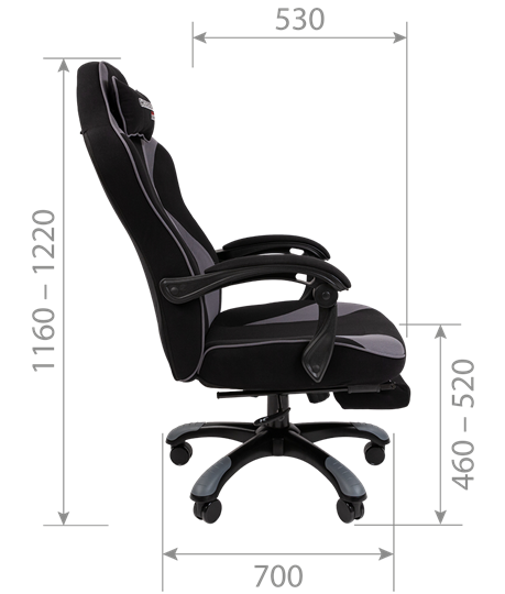 Игровое кресло CHAIRMAN GAME 35 с выдвижной подставкой для ног Ткань  черная / Ткань красная в Салехарде - изображение 8