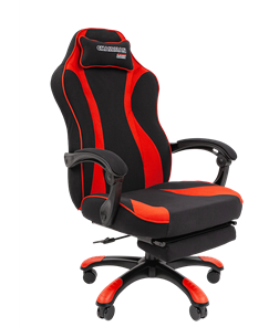 Игровое кресло CHAIRMAN GAME 35 с выдвижной подставкой для ног Ткань  черная / Ткань красная в Надыме