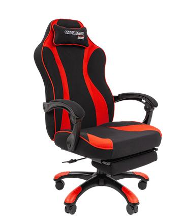 Игровое кресло CHAIRMAN GAME 35 с выдвижной подставкой для ног Ткань  черная / Ткань красная в Салехарде - изображение