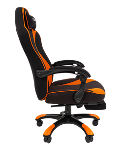 Игровое кресло CHAIRMAN GAME 35 с выдвижной подставкой для ног Ткань черная / Ткань оранжевая в Ноябрьске - предосмотр 2