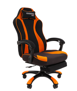 Игровое кресло CHAIRMAN GAME 35 с выдвижной подставкой для ног Ткань черная / Ткань оранжевая в Салехарде - предосмотр