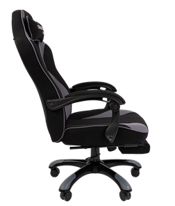 Игровое кресло CHAIRMAN GAME 35 с выдвижной подставкой для ног Ткань черная / Ткань св.серая в Салехарде - предосмотр 2