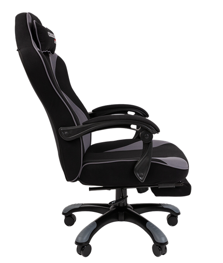 Игровое кресло CHAIRMAN GAME 35 с выдвижной подставкой для ног Ткань черная / Ткань св.серая в Ноябрьске - изображение 2
