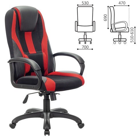 Компьютерное кресло Brabix Premium Rapid GM-102 (экокожа/ткань, черное/красное) 532107 в Салехарде - изображение 3