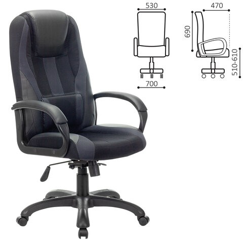 Компьютерное кресло Brabix Premium Rapid GM-102 (экокожа/ткань, черное/серое) 532105 в Салехарде - изображение 3