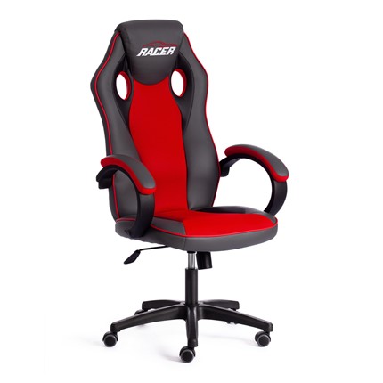 Кресло компьютерное RACER GT new кож/зам/ткань, металлик/красный, арт.13249 в Салехарде - изображение