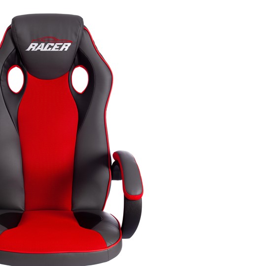 Кресло компьютерное RACER GT new кож/зам/ткань, металлик/красный, арт.13249 в Салехарде - изображение 6