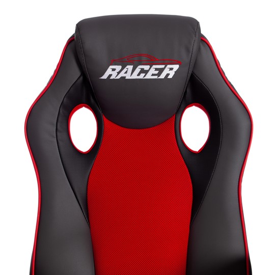 Кресло компьютерное RACER GT new кож/зам/ткань, металлик/красный, арт.13249 в Салехарде - изображение 7
