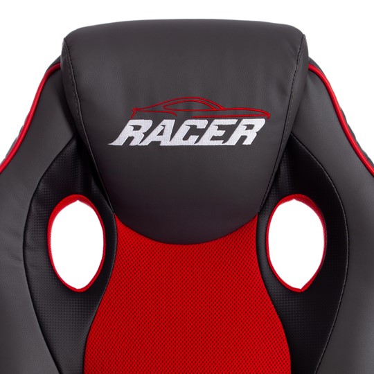 Кресло компьютерное RACER GT new кож/зам/ткань, металлик/красный, арт.13249 в Салехарде - изображение 8