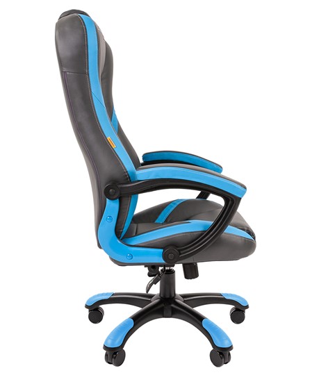 Офисное кресло CHAIRMAN GAME 22 эко кожа, серый/голубой в Надыме - изображение 2