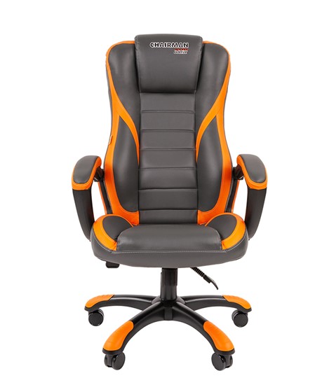 Кресло CHAIRMAN GAME 22 эко кожа, серый/оранжевый в Салехарде - изображение 3
